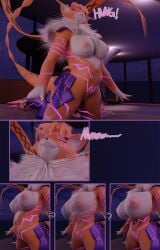 3d_(artwork) absorption_vore anthro bandai_namco blender_(artwork) breast_expansion breast_grab breasts bulge comic digestion digimon digimon_(species) digital_media_(artwork) expansion female female_pred genitals hand_on_breast hi_res hiddenmask18 masturbation meicrackmon meicrackmon_vicious_mode nude pussy solo tongue tongue_out vore vulva