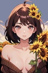 ai_generated cute_face kikimaki19 sunflowers virtual_youtuber vtuber