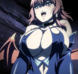 2012 animated animated_gif anime_screencap assertive big_breasts bounce bouncing_breasts breasts censored cowgirl_position cum cum_on_body cum_on_breasts cum_on_upper_body curvy cute_fang demon_girl demon_wings erect_nipples fangs huge_breasts kyonyuu_fantasy lowres majin_(company) majin_label monster_girl naughty_face ova red_hair screencap screenshot sex shamsiel shamsiel_shahar smile stitched straddle straight succubus succubus_outfit succubus_wings sweat wings yellow_eyes