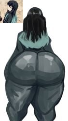 1boy 1femboy big_ass big_ass_(male) bottom_heavy bottom_heavy_femboy bottom_heavy_male femboy huge_ass huge_butt kungkimori long_hair male_only muichiro_tokitou two_tone_hair wide_hips