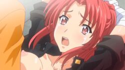 animated bounce bouncing_breasts breasts clothing kiryuu_nagisa_(wanna_spartansex_spermax!!!) nude red_eyes red_hair tears vaginal_penetration wanna_spartansex_spermax!!!