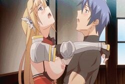 animated armor blonde_hair blue_hair censored cum cum_in_pussy ejaculation elcia_harvence koikishi_purely_kiss long_hair moaning pulsating_cumshot pumping pumping_cum sex throbbing