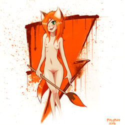 2013 canine dvach eye_patch eyeless eyewear female fox gatorade lightning maki_badfox mascot nude paint pussy risovach rush