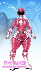 1girls bodysuit breasts clothing female female_only helmet looking_at_viewer pink_ranger power_rangers shinobupp solo thick_thighs thunder_thighs wide_hips