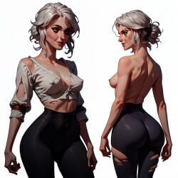 ai_generated ass breasts ciri female hoeyuga light-skinned_female nipples scar solo the_witcher_(series) the_witcher_3:_wild_hunt white_hair