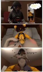 3d_(artwork) 5naptrap absurd_res animal_humanoid beanie bear bed bedroom_eyes bite black_beanie black_claws black_clothing black_hat black_headwear black_legwear black_nails black_stockings blue_eyes breasts brown_hair brown_nipples calico_cat chair claws clothing colored_nails comic comic_sans cowgirl_position digital_media_(artwork) domestic_cat duo ear_piercing epic_games erect_nipples felid felid_humanoid feline feline_humanoid felis female female_pov finger_bite finger_in_mouth first_person_view five_nights_at_freddy's fortnite fortnite:_battle_royale fredbear_(fnaf) from_front_position furniture hair hat headgear headwear hi_res holding_breast holding_head holding_leg holding_thigh humanoid legwear looking_at_another looking_at_object looking_at_partner looking_at_viewer lying lying_on_bed male male/female mammal mammal_humanoid meow_skulls meow_skulls_(fortnite) multicolored_body nails narrowed_eyes nipples on_bed on_bottom on_chair on_top patreon penetration penile penile_penetration penis piercing pink_nipples purple_clothing purple_hat purple_headwear pussy scottgames seductive sex sitting sitting_on_chair smile smiling_at_another smiling_at_partner smiling_at_viewer source_filmmaker_(artwork) stockings text thong underwear url ursid_humanoid ursine vaginal_penetration wide_hips yellow_body yellow_eyes