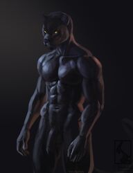 2013 abs anthro biceps black_fur blekarotva feline fur furry looking_at_viewer male male_only muscles navel nude panther pecs penis solo