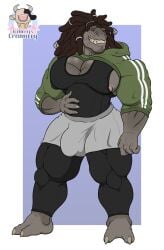 1ceberg absurd_res alien anthro anthro_only athletic_wear big_pecs bottomwear bulge clothed clothing dreadlocks exercise_clothing front_view gym_bottomwear gym_shorts halo_(series) hand_on_belly hi_res hoodie jiralhanae looking_at_viewer male male_only microsoft muscular muscular_male nipple_outline nipples pecs scar shirt shorts solo standing tank_top tight_clothing topwear xbox_game_studios