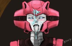 1girls azzertyimages blue_eyes cum_on_face cum_on_tongue elita_one female female_only grey_skin liquid robot robot_girl robot_humanoid solo solo_female tongue tongue_out transformers transformers_one