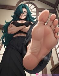 1girls absurd_res ai_generated barefoot big_breasts blush blush_lines blushing_at_viewer breasts breasts_out brown_eyes chiyu_mahou_no_machigatta_tsukaikata crossed_arms curvy curvy_figure dominant dominant_female domination evil_grin evil_smile female foot_fetish foot_focus foot_worship from_below green_eyes grin high_resolution highres huge_breasts large_breasts leg_up lewdcreationsai looking_at_viewer mature mature_female painted_nails painted_toenails rose_(twwtuhm) smirk smirking soles solo solo_female solo_focus standing standing_on_one_leg sweat sweatdrop sweating sweaty sweaty_feet tagme the_wrong_way_to_use_healing_magic thick thick_ass thick_legs thick_thighs thighs toes