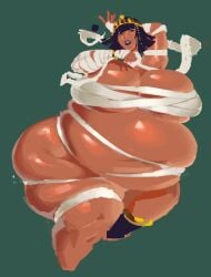 1girls bbw belly blubberblimp breasts female huge_belly huge_breasts menat mummy_wrappings obese street_fighter tan_body thick_thighs thighs