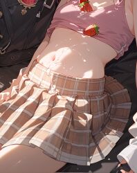 ai_generated lying lying_on_back skirt strawberry