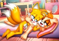 1boy 1girls aged_up anthro anus ass balls barefoot bbmbbf blush breasts clitoris feet female humanoid_feet male male/female medium_breasts milf mobian_(species) mobius_unleashed nipples nude one_eye_closed open_mouth palcomix penis pussy sega sex sonic_(series) sonic_the_hedgehog_(series) tails_the_fox toes tongue uncensored vaginal_penetration vaginal_sex vanilla_the_rabbit