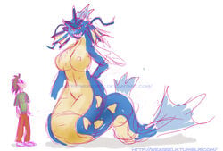 big_breasts breasts female gyarados human nintendo pokémon_(species) pokemon sharp_teeth tagme teeth video_games watermark weasselk