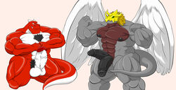 2013 abs anthro balls biceps big_balls big_muscles big_penis digimon dragon erection hanugumo horn hyper hyper_penis jose6z lizard looking_at_viewer male male_only mixureru muscles nipples nude pecs penis pose reptile reptilian scalie smile speedo swimsuit vein wings