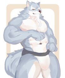 2021 abs anthro beard biceps biped black_nose bulge canid canine canis clothed clothing colored detailed_bulge eyebrows facial_hair fur grey_body grey_fur grey_tail hi_res law_(sdorica) male mammal mostly_nude multicolored_body multicolored_fur muscular muscular_anthro muscular_male muscular_thighs navel pecs placid69 sdorica solo tail thick_eyebrows triceps two_tone_body two_tone_fur underwear underwear_only white_body white_eyebrows white_fur wolf yellow_eyes