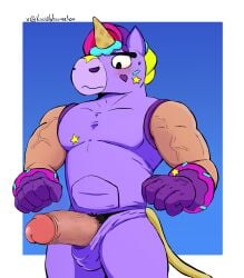 1boy absurd_res anthro berry_(brawl_stars) brawl_stars clothing equid equine erection genitals hi_res horse male male_focus male_only mammal muscular penis solo supercell_(company)