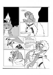 1boy 1girls alpha_and_omega anthro canine cum female from_behind kate_(alpha_and_omega) male nude pussy sex spanish_text whitefenrril wolf