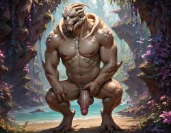 abs ai_generated alien balls bara big_balls big_muscles big_nipples big_pecs big_penis booster_rex brown_body daddy dilf erection gay huge_balls huge_cock huge_muscles humanoid hunk male male_only mass_effect masturbation muscular muscular_humanoid muscular_male navel nipples nude pecs penis solo turian water