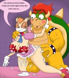 1boy 1boy1girl 1girls big_breasts big_penis bowser clothed_sex clothing crossover cum cum_inside cum_on_body dialogue dilf dommy_mommy doodleporn dress eyes_closed female gloves male male/female mario_(series) milf rabbit rabbit_ears ribbon romantic romantic_ambiance sex sex_from_behind sonic_(series) sonic_the_hedgehog_(series) straight straight_sex super_mario_bros. tattoo vanilla_the_rabbit