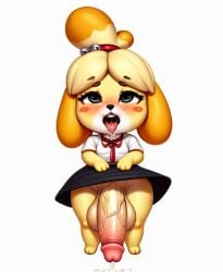 1futa ahe_gao ai_generated animal_crossing big_penis blush blushing cum cumdrip cumming cute fur furry furry_only futa_only futanari isabelle_(animal_crossing) nintendo penis realistic saliva salivating simple_background tongue tongue_out upskirt veiny_penis video_game video_games