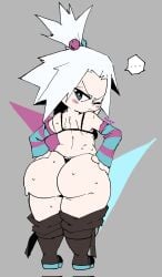 ... 1girls ass ass_focus becku big_ass black_bra black_panties blue_eyes bra female female_only nintendo panties pokemon pokemon_bw pokemon_bw2 roxie_(pokemon) speech_bubble thick_thighs thighs white_hair