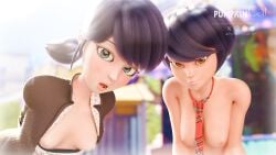 breasts breasts censored disney duo duo_female ladybug_(character) marinette_cheng marinette_dupain-cheng miraculous:_tales_of_ladybug_and_cat_noir miraculous_ladybug public