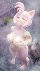 amy_rose amy_rose_(warfaremchine) dildo female female_only furry furry_only holding_breast paprikablend shower showering solo_female sonic_(series) sonic_the_hedgehog_(series) steamy