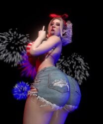 4th_of_july american_flag_bikini big_ass big_breasts big_butt blonde_hair elchxco fireworks jean_shorts looping_animation middle_finger original_character patriotic_clothing red_lipstick shaking_butt short_hair shorts tagme tongue_out twerking video virt-a-mate virtamate winking_at_viewer