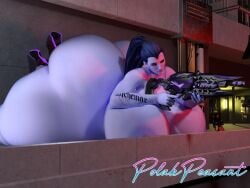 1girls 3d ass big_ass big_breasts blue_skin breasts female huge_ass huge_breasts hyper_ass nipples overwatch polakpeasant solo widowmaker