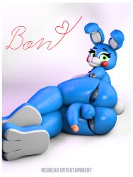 3d animatronic big_ass big_butt big_dick big_penis blue_body bunny_ears bunny_tail dick dickgirl dickgirl/female dickgirl_only five_nights_at_freddy&#039;s five_nights_at_freddy&#039;s_2 futa_only futanari green_eyes heart-shaped_pupils light_blue_body neobear_entertainment_(artist) penis photoshoot plain_background rabbit rabbit_ears rabbit_tail robot solo solo_futa thick_thighs toy_bonnie_(fnaf) white_background