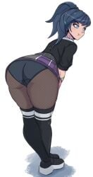 ass ass_focus birdb55 blush clothed clothed_female clothing female female_only fishnet fishnet_legwear fishnets fortnite fully_clothed fully_clothed_female looking_away looking_away_from_viewer panties pantyhose pout pouting pouting_lips presenting_hindquarters presenting_panties sfw sfw_version shiny shiny_hair shiny_skin solo solo_female stryder_(fortnite) tattoo tattoos thighhighs twyn_(fortnite)