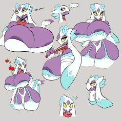 big_breasts breasts female froslass ghost_girl hand_fan jinx_doodle kimono pokémon_(species) pokemon pokemon_(species) purple_skin