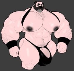 1boy abs anthro bara bear beard big_cock big_penis black_nipples body_hair dilf facial_hair furry gradient_body gradient_fur gradient_penis gradient_skin hairy hairy_male humanoid kemono male male_only mature_male milkblend muscular muscular_male panda partially_clothed pink_body pink_fur pink_skin pom_(milkblend) vein veiny_penis