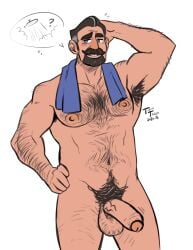 armpit armpit_hair balls beard blush body_hair disney facial_hair flaccid king_frederic male male_only nude penis solo solo_male tangled terratauren