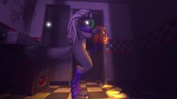 3d animated anthro five_nights_at_freddy's fnaf furry futanari halloween pumpkin roxanne_wolf_(fnaf) tagme video