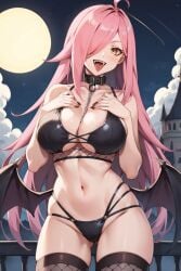 1girls ai_generated big_breasts blush breasts fishnet_clothing fishnets halloween latam_virtual_youtuber long_hair looking_at_viewer neneefthy night outdoors pink_hair public socks solo_female tagme thighs tupadrev4 vampire vampire_girl virtual_youtuber vtuber yellow_eyes