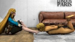 16:9 3d barefoot bondage breath_of_the_wild dyldex foot_domination foot_fetish foot_worship hogtie hogtied hyrule_warriors light-skinned_female light-skinned_male link link_(hyrule_warriors) male/female malesub the_legend_of_zelda zelda_(breath_of_the_wild)