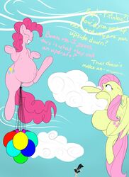 2013 anus balloons blue_eyes closed_eyes cloud cutie_mark duo equine female feral fluttershy_(mlp) friendship_is_magic grin hair horse m-p-l my_little_pony navel nostrils open_mouth pegasus pink_fur pink_hair pinkie_pie_(mlp) pony pregnant wings yellow_fur