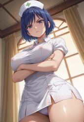 ai_generated arms_under_breasts big_ass big_breasts crossed_arms disgusted disgusted_face female female_only femdom from_below greentime large_breasts nipples nurse nurse_cap nurse_hat nurse_uniform panties sakusei_byoutou sakusei_byoutou:_jaaku_naru_otsubone_nurse_ga_hisomu_byouin_de_choukyou_seikatsu sakusei_byoutou_the_animation tachibana-chan tachibana_(sakusei_byoutou) yamada_(sakusei_byoutou)