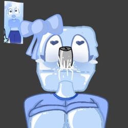 blue_bow blue_eyes blush blushing bow cool_as_ice_(incredibox_mod) cum cum_in_mouth disembodied_penis floating_penis heart-shaped_pupils ice ice_cube iciella_(cool_as_ice) incredibox_cool_as_ice incredibox_mod object_head tagme