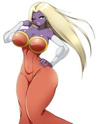 1girls artist_request dress humanoid jynx large_breasts lips looking_at_viewer pokemon purple_skin tagme voluptuous