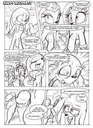 2013 anthro buttjob comic dialog dickgirl echidna english_text erection flaccid futa_is_bigger futanari intersex knuckles_the_echidna male malesub monochrome neokat penis penis_size_difference sega sex shade_the_echidna sonic_(series) text tikal_the_echidna