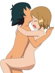 canon_couple cute faceless_male from_front_position lovers nintendo pokemon satoshi_(pokemon) serena_(pokemon) small_breasts smaller_female smaller_male wholesome