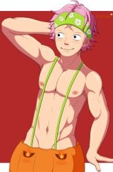 halloween halloween_costume hatsuki_art koby_(one_piece) male_only one_piece pink_hair pumpkin yaoi