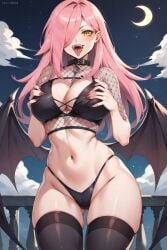 1girls ai_generated big_breasts blush breasts fishnet_clothing fishnets halloween latam_virtual_youtuber long_hair looking_at_viewer neneefthy night outdoors pink_hair public socks solo_female tagme thighs tupadrev4 vampire vampire_girl virtual_youtuber vtuber yellow_eyes