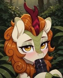 ai_generated animal_genitalia animal_penis autumn_blaze_(mlp) equine_genitalia equine_penis fellatio female friendship_is_magic furry hasbro kirin male my_little_pony oral penis sex yellow_eyes