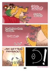 2024 2boys absurd_res ambiguous_penetration anthro arm_hair armpit_hair bed body_hair bowser brown_hair butt_hair colored comic dialogue digital_media_(artwork) dropsofmoonlight duo english_text facial_hair french_kissing furniture gay gay_sex goatee hair hi_res homo horn human kissing koopa leg_hair male male/male mammal mario mario_(series) motion_lines moustache nintendo page_23 page_number penetration red_hair scalie sex tail tail_fetish tail_insertion tail_play text yaoi