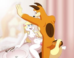 animaniacs anthro ass big_breasts blonde_hair blue_eyes breast_fondling breast_grab breasts buttons buttons_(animaniacs) canine erect_nipples erection female fondling guimontag hair interspecies long_hair male minerva_mink mink mustelid navel nipples nude open_mouth penetration penis pussy sex smile spread_legs spreading standing straight vaginal_penetration vaginal_penetration warner_brothers white_fur