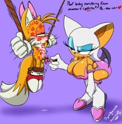 bondage chastity_cage degradation degradation_text degrading digitaldomain123 dominant_female femdom humiliation mommy_kink rope rope_bondage rouge_the_bat sonic_(series) sonic_the_hedgehog_(series) submissive_male tails tails_the_fox